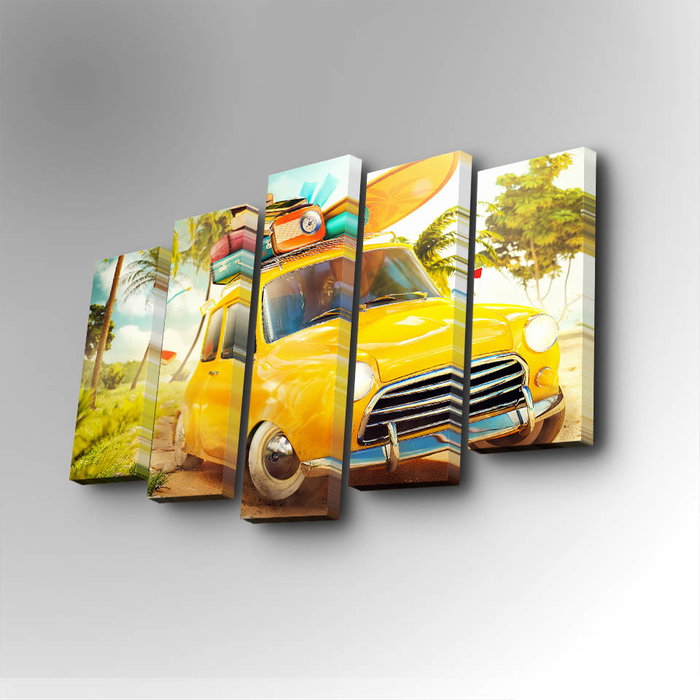 Wallity 5PUC-069 Cuadro decorativo en lienzo de 5 piezas Multicolor